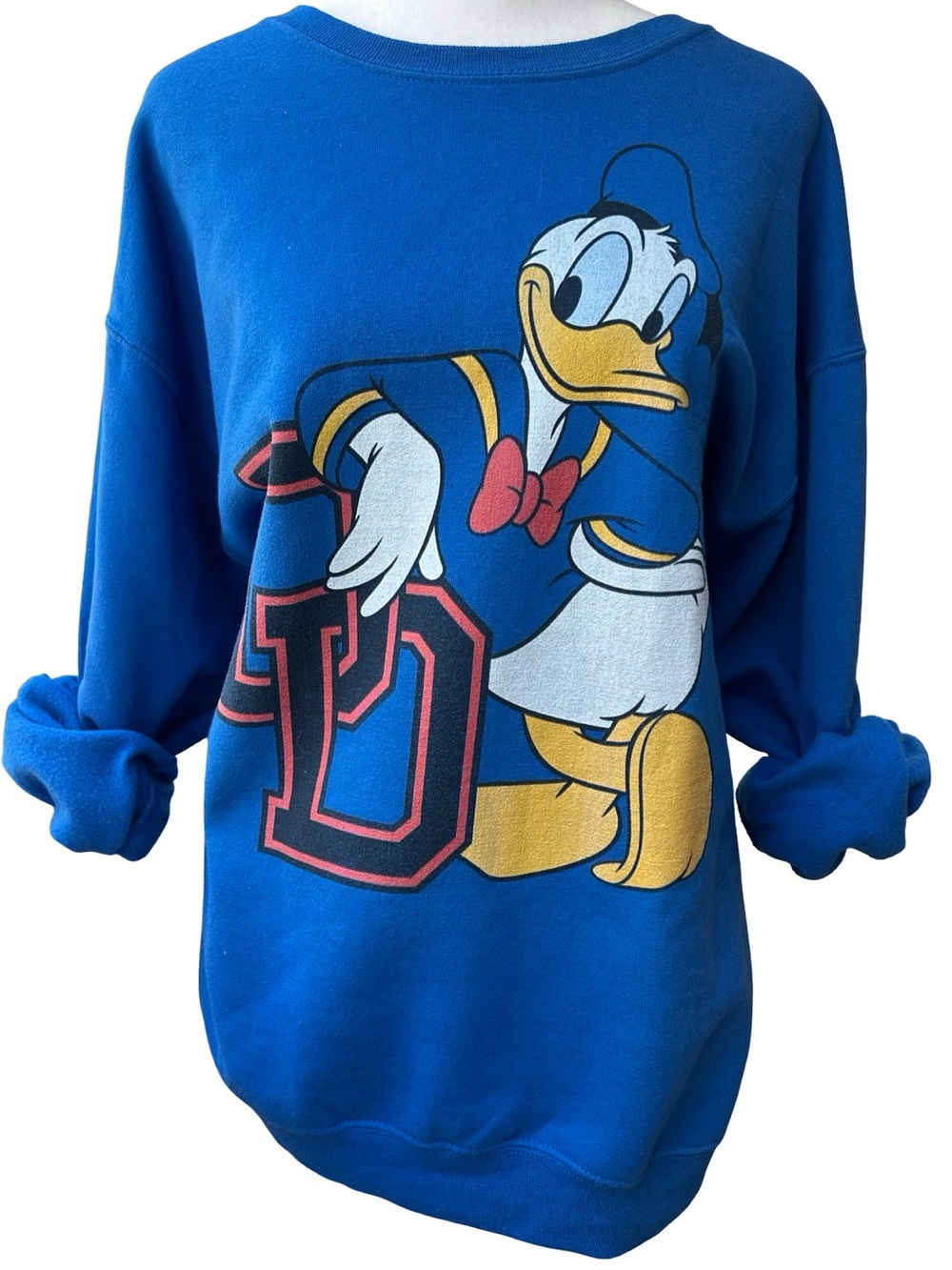 Disney Donald Duck College DD crewneck Sweatshirt 90s academia streetwear L